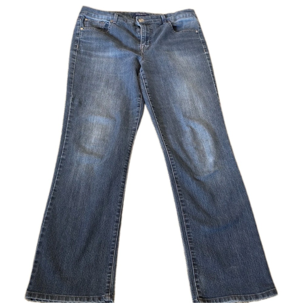 Bandolino Jeans Samantha Women 12 Blue Denim Straight Leg Stretch Waist EUC